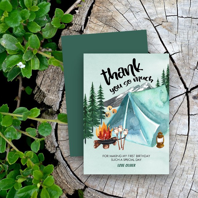 Agradecimiento Feliz Día de Avenencia de Camper Camping Tarjeta d (Camping themed thank you cards)