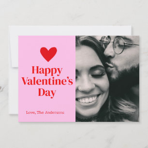 Agradecimiento Feliz Día de San Valentín tarjeta de foto rosa del