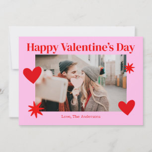 Agradecimiento Feliz Día de San Valentín tarjeta de fotos rosa de