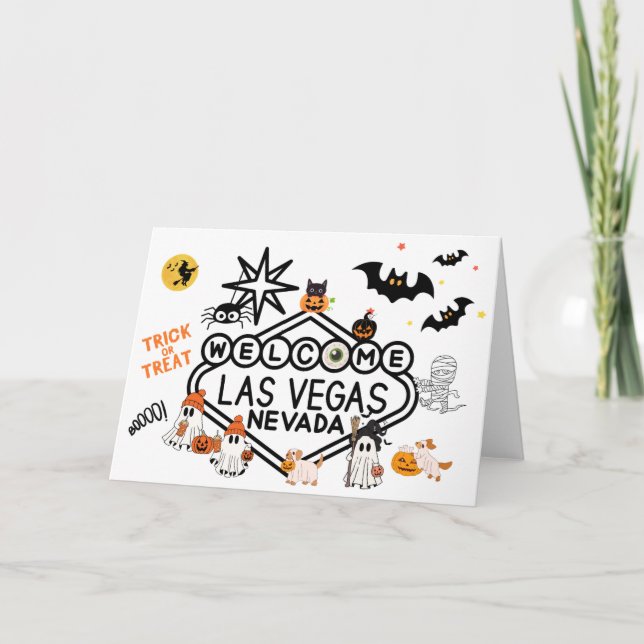 Agradecimiento Feliz Halloween Fantasma La tarjeta de Las Vegas (Anverso)