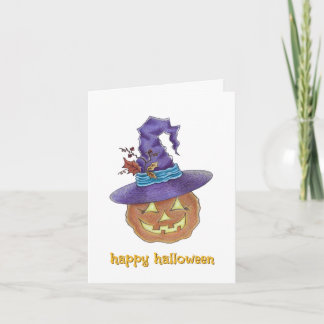 Agradecimiento Feliz Halloween tarjeta de bruja de jack-o-lantern