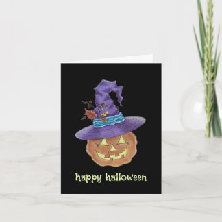 Agradecimiento Feliz Halloween tarjeta de bruja de jack-o-lantern