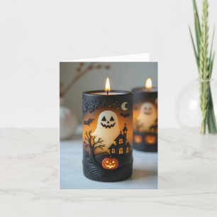 Agradecimiento Feliz Halloween, velas de Halloween, tarjeta de Ha