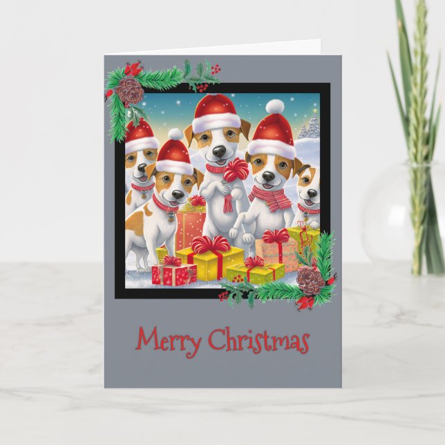 Agradecimiento Feliz Navidad Jack Russell Terrier Tarjeta de Salu (Anverso)