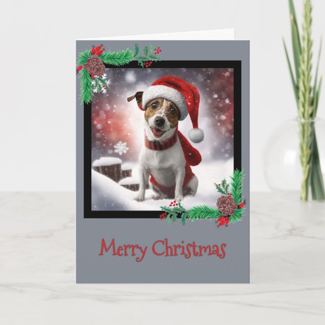 Agradecimiento Feliz Navidad Jack Russell Terrier Tarjeta de Salu (Anverso)