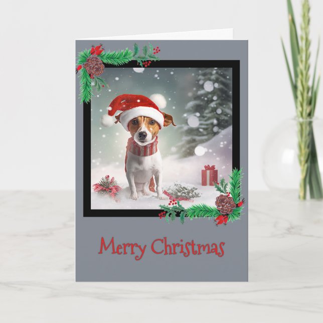 Agradecimiento Feliz Navidad Jack Russell Terrier Tarjeta de Salu (Anverso)