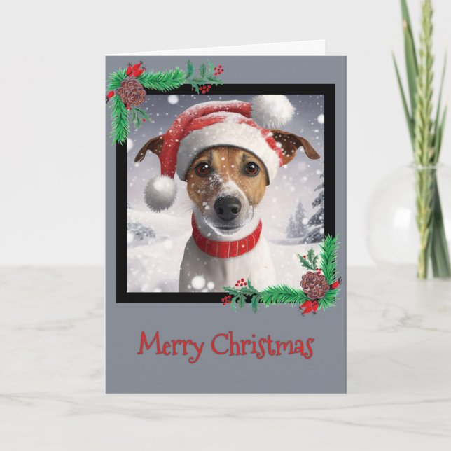 Agradecimiento Feliz Navidad Jack Russell Terrier Tarjeta de Salu (Anverso)