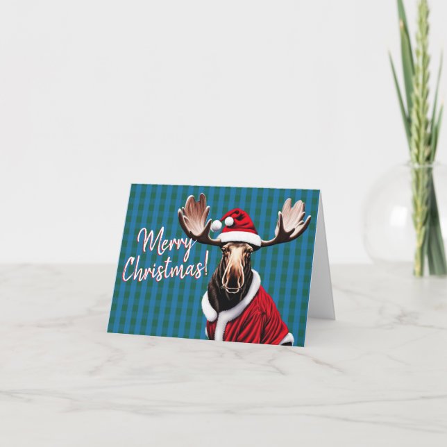 Agradecimiento ¡Feliz Navidad, Santa Moose! Tarjeta de Navidad (Anverso)