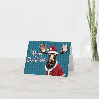 Agradecimiento ¡Feliz Navidad, Santa Moose! Tarjeta de Navidad