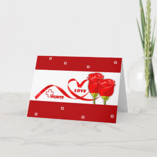 Agradecimiento Feliz Semana de las Enfermeras. Tarjeta roja y car