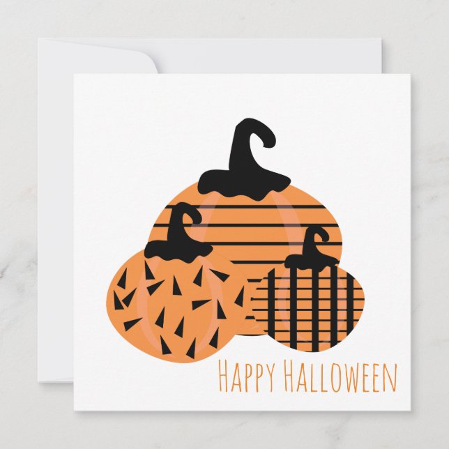 Agradecimiento Feliz tarjeta de saludo de Halloween | Geo Pumpkin (Anverso)