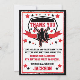 Agradecimiento Fiesta de cumpleaños de guerrero de Ninja, tarjeta