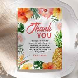 Agradecimiento Fiesta de cumpleaños de Hawái tropical, tarjeta de
