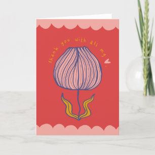 Agradecimiento Flor Colorida Brillante Ilustrada Tarjeta de agrad