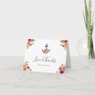 Agradecimiento Floral Acuarela Ancla Náutica