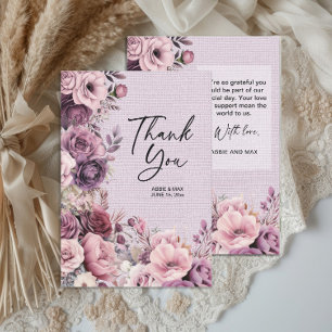 Agradecimiento Floral Acuarela Bodas Ciruela y Mal