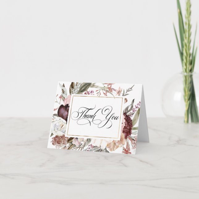 Agradecimiento Floral Acuarela Fantasía Boho (Anverso)