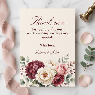 Agradecimiento Floral Bodas Burgundy Acuarela