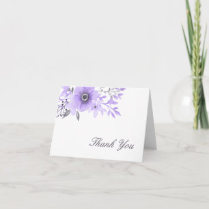 Agradecimiento floral de acuarela púrpura y gris