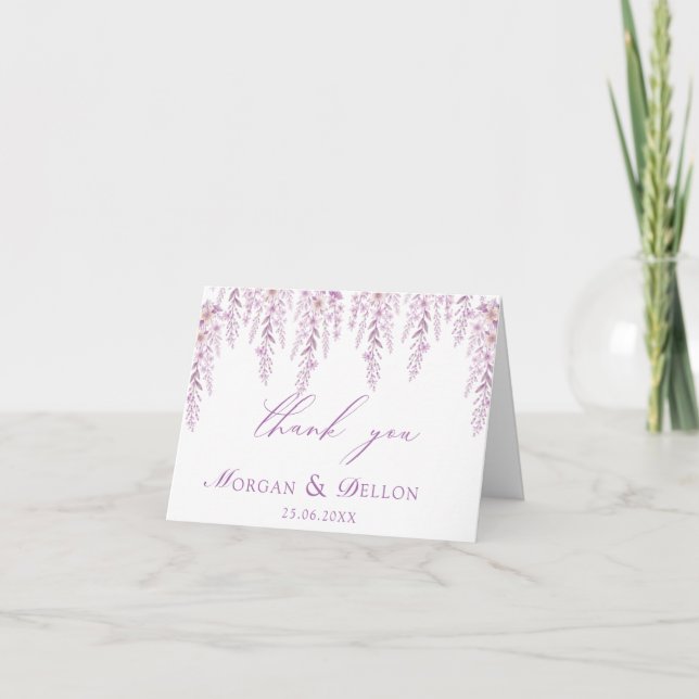 Agradecimiento Floral de Boda de Lavanda con Tono  (Anverso)