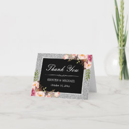 Agradecimiento Floral de Purpurina Plateada