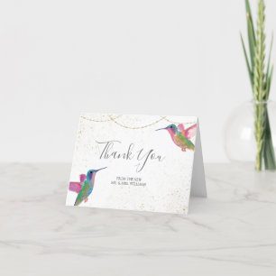 Agradecimiento Floral Hummingbirds Acuarela - Tarjeta de agradeci