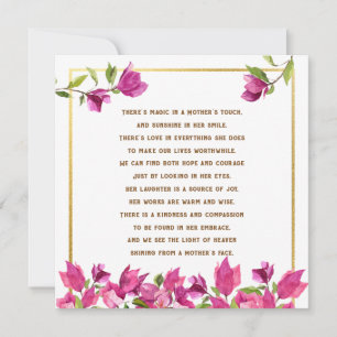Agradecimiento Floral Loss of Mother Poem Tarjeta de Simpatía pla