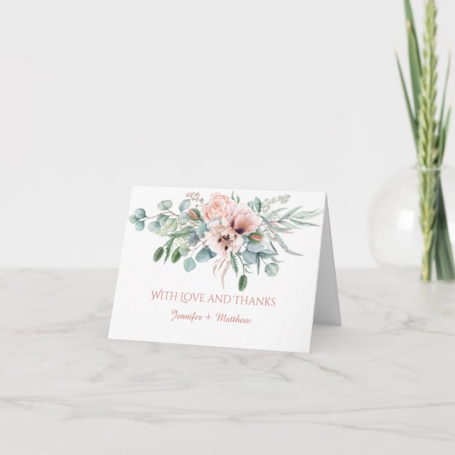 Agradecimiento Floral Rosado Marfil Amapolas Peoní (Anverso)