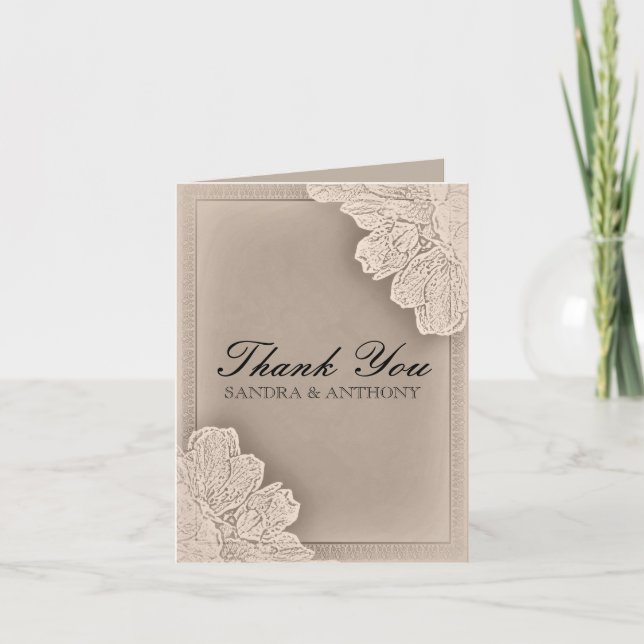 Agradecimiento Floral Rústico Elevado para Boda (Anverso)