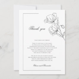 Agradecimiento Flores de amapola elegante boda tarjeta de agradec