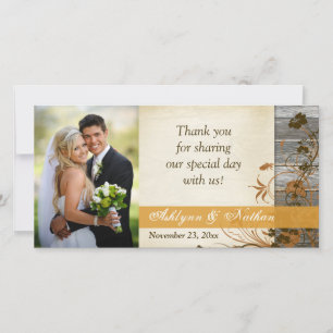 Agradecimiento Flores de otoño, tarjeta fotográfica Boda de mader