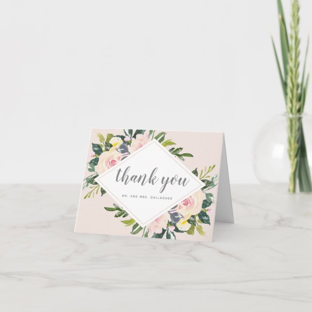 Agradecimiento Flores de Primavera Rubor | Tarjeta de agradecimie (Anverso)
