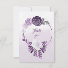 Agradecimiento flores de tonos púrpura corona tarjeta de agradeci