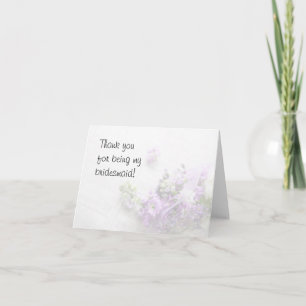 Agradecimiento flores en lavanda gracias tarjeta de dama de honor
