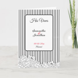 Agradecimiento Flores Negras y Blancas con Rayas Tarjeta de Sus V