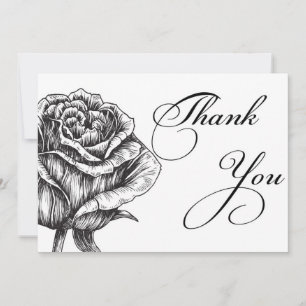 Agradecimiento Flores negras y blancas - Tarjeta de agradecimient
