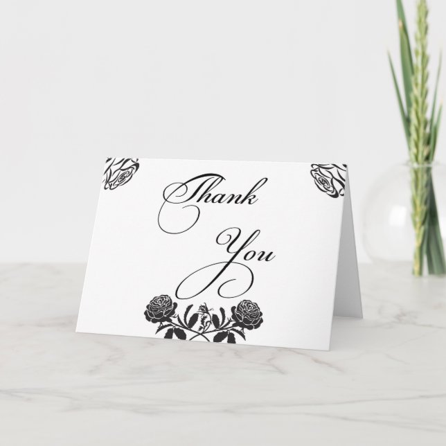 Agradecimiento Flores negras y blancas - Tarjeta de agradecimient (Anverso)