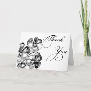 Agradecimiento Flores negras y blancas - Tarjeta de agradecimient