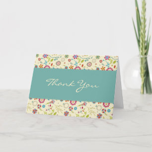 Agradecimiento Flores Retro · Verde Acuario · Tarjeta de Agradeci