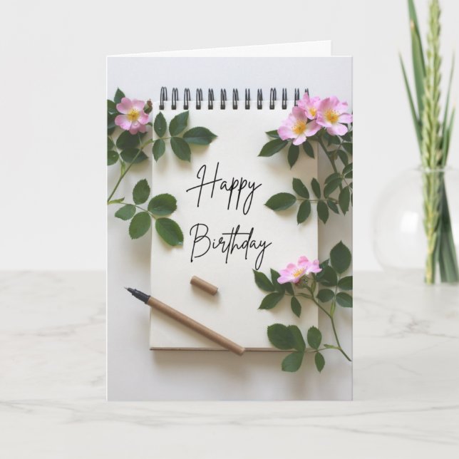 Agradecimiento Flores Rosas Tarjeta de cumpleaños (Anverso)