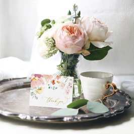 Agradecimiento Flores salvajes rosas y rojas - Tarjeta de agradec