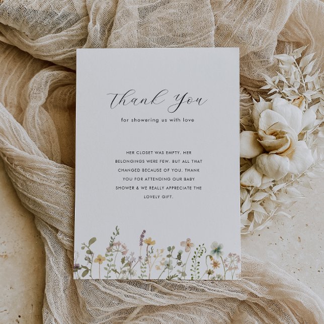 Agradecimiento Flores silvestres acuáticas bebé ducha tarjeta de  (Subido por el creador)