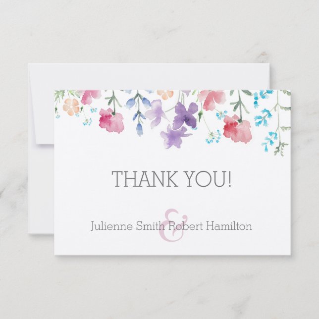 Agradecimiento Flores silvestres Boda floral rustica - Tarjeta de (Anverso)