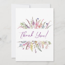 Agradecimiento Flores silvestres de acuarela floral - Tarjeta de 