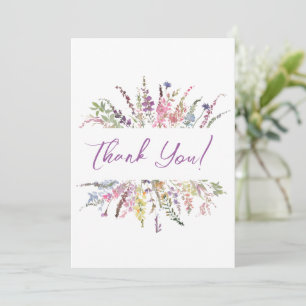 Agradecimiento Flores silvestres de acuarela floral - Tarjeta de