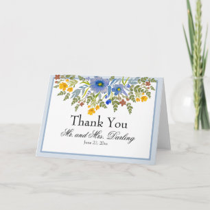 Agradecimiento Flores silvestres en colores primarios Tarjeta de 
