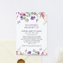 Flores Silvestres Moradas Tarjeta de Agradecimient