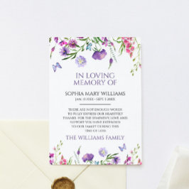 Agradecimiento Flores Silvestres Moradas Tarjeta de Agradecimient