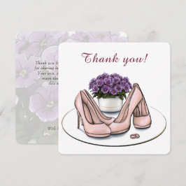 Agradecimiento Flores Violetas Elegantes Tarjeta Plana de Boda Le