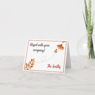 Agradecimiento Folclórico Otoño Acuarela Foliage Tarjeta de Agrad